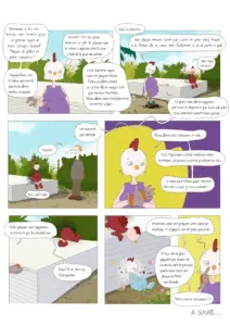 Planche dessinée de La Poule sur Puissance Poule à propos de plaques de plâtre et de pleine conscience